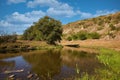 Beautiful river, a lot of greenery and trees Royalty Free Stock Photo