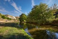 Beautiful river, a lot of greenery and trees Royalty Free Stock Photo