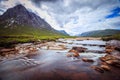 Beautiful river mountain landscape scenery in Glen Coe, Scottish Highlands, Scotland Royalty Free Stock Photo