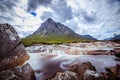 Beautiful river mountain landscape scenery in Glen Coe, Scottish Highlands, Scotland Royalty Free Stock Photo