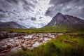 Beautiful river mountain landscape scenery in Glen Coe, Scottish Highlands, Scotland Royalty Free Stock Photo