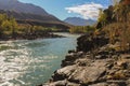 Beautiful river between rocky hills. picturesque places in the Altai Mountains in Russia