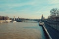 Beautiful River Seine landscape shot in Paris on a sunny day Royalty Free Stock Photo