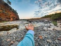 A beautiful river surrounded by rocky mountain at Chidiya Bhadak, Indore, Madhya Pradesh, India