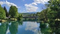 Beautiful river Una in the center of BihaÃâ¡, Bosnia and Herzegovina. Reflection in the river Una. Royalty Free Stock Photo