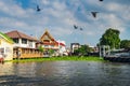 Old Chao Phraya River Thai traditional houses Royalty Free Stock Photo