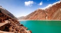 Beautiful road alonge the Gilgit river in the Karakorum mountains Royalty Free Stock Photo