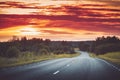 Beautiful road panorama on sunny spring evening Royalty Free Stock Photo