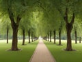 A beautiful road through rows of trees Ai Generated