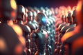 Beautiful robot walking among crowd of robots. Created with Generative AI technology