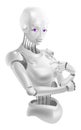 Beautiful robot woman stands in an elegant pose