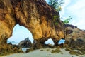 Beautiful rock by the beach. Seascape of Koh Phayam or Phayam island, Ranong province, Thaland Royalty Free Stock Photo