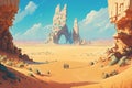 Beautiful rock desert in a sunny day. Generative AI.