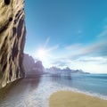 Beautiful rock face ocean scenery