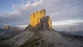 Beautiful rock formation in Drei Zinnen National Park in Toblach, Italy Royalty Free Stock Photo