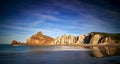 Beautiful rock formations on Playa de Portio, Cantabria, Spain Royalty Free Stock Photo