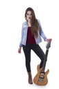 Beautiful rocker girl with electric guitar