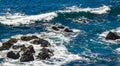 Beautiful rocks cliffs view waves at beach Puerto Escondido Mexico