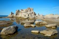 Beautiful rocks and his reflexion in water at grande ile in Mingan in Quebec Royalty Free Stock Photo