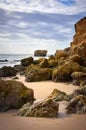 Beautiful rocky Algarve coast panorama landscape Royalty Free Stock Photo