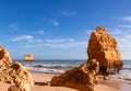 Beautiful rocky beach praia da marinha near Royalty Free Stock Photo