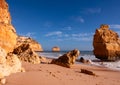 Beautiful rocky beach praia da marinha near Royalty Free Stock Photo