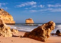 Beautiful rocky beach praia da marinha near Royalty Free Stock Photo