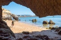 Beautiful rocky beach view in Lagos, Portugal, on a sunny day