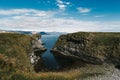 beautiful rocky coast and cold blue water in gatklettur,