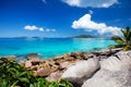 Beautiful rocky coast in Seychelles Royalty Free Stock Photo