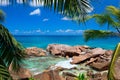 Beautiful rocky coast in Seychelles Royalty Free Stock Photo