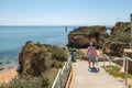 Beautiful rocky coast view in Lagos, Portugal, on a sunny day