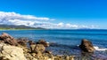 Beautiful rocky landscape.Splendid panoramic view of the crystal blue sea. Mediterranean coast of Cyprus island.Beach with corals Royalty Free Stock Photo