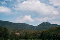 Panoramic view of the two-headed rocky mountain. Mountains and landscapes of the Caucasus nature reserve in Russia