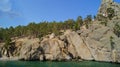 Beautiful rocky shores of Lake Baikal. Lake Baikal  is a rift lake located in southern Siberia, Russia. Royalty Free Stock Photo