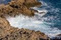 Beautiful rocky steep coast and big waves