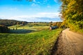 Beautiful rolling rural landscape at sunrise Royalty Free Stock Photo