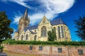 Beautiful roman gothic abbey church in rural village in summer