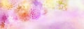 Beautiful romance dahlia, roses and orchid flowers border in colorful glitter background for header or banner Royalty Free Stock Photo