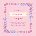 Beautiful romance invitation card design, with ornate of leaf and flower frame. Vector