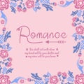 Beautiful romance invitation card design, with ornate of leaf and flower frame. Vector