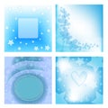 Blue background collection withe heart and stars