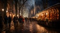 Beautiful and romantic Christmas markets at night with street lights