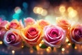 beautiful romantic colorful roses flowers with copyspace