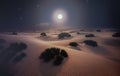 Beautiful and romantic full moon over calm desert, AI generated