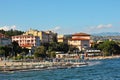 romantic old town of Rovinj with magical beach batana,Istrian Peninsula, pjescana uvala adriatic ocean Croatia,Europe