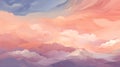 Beautiful romantic pink skies with clouds. Vector-style sky for design.landscape with sunset Royalty Free Stock Photo