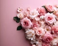 beautiful romantic rose flowers on pink background