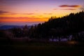 Beautiful and romantic sunset in the dreamlike landscape of Styria