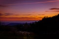 Beautiful and romantic sunset in the dreamlike landscape of Styria